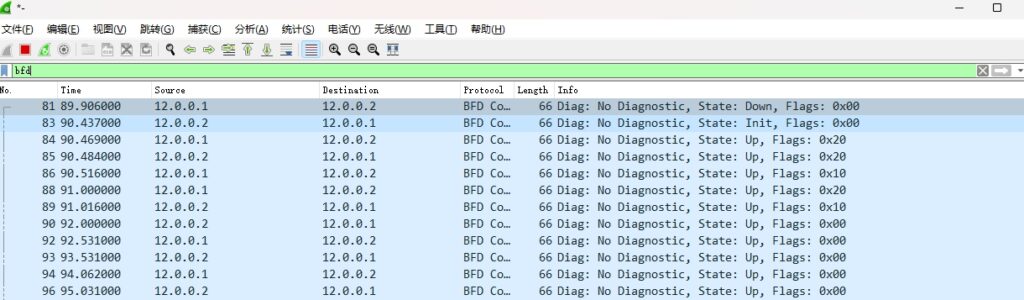 ospf 收敛之后,开始发送 bfd 报文
